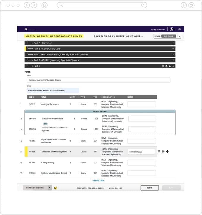 A screen shot of a web page displaying a list of tasks related to curriculum design.