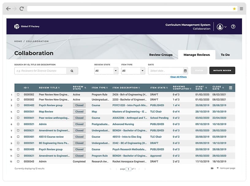 Curriculum Management System Screenshot - Collaboration Functionality