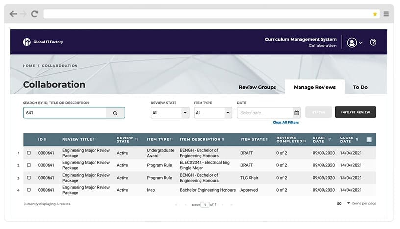 Curriculum Management System Screenshot - Collaboration Functionality